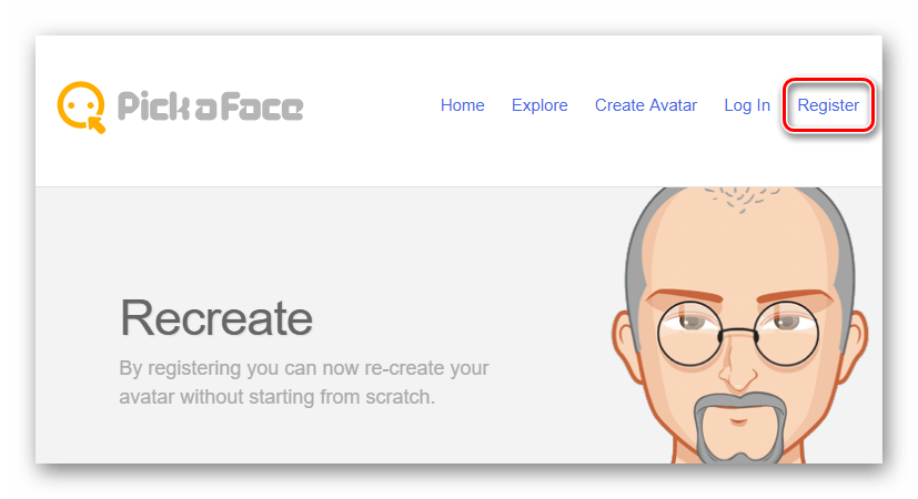 Переходим к регистрации в сервисе Pickaface