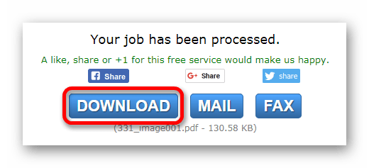 Скачиваем обработанный результат Онлайн сервис Pdf24