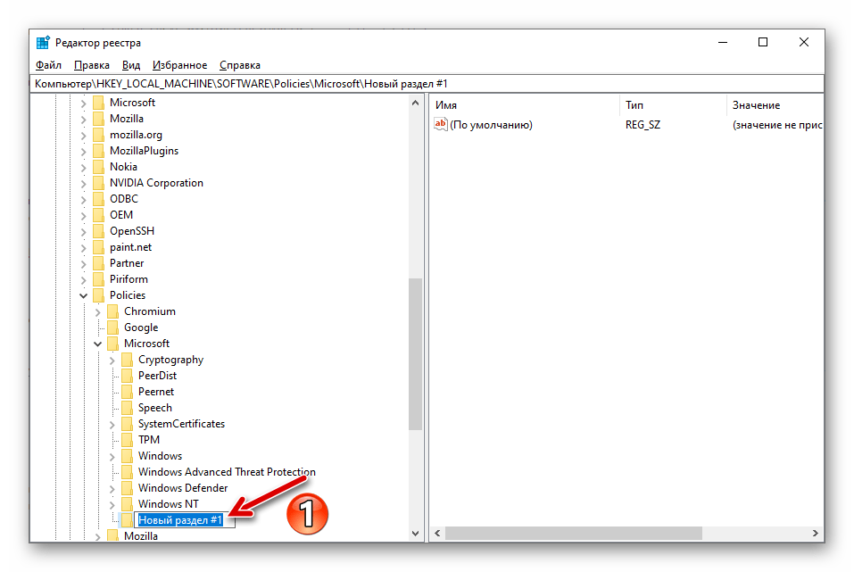 Microsoft Edge Chromium редактор реестра - переименование созданного раздела