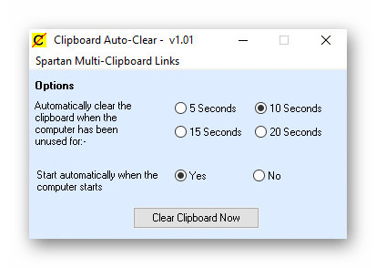 Запущенная программа Clipboard Auto-Clear для автоматической очистки буфера обмена в Windows 10