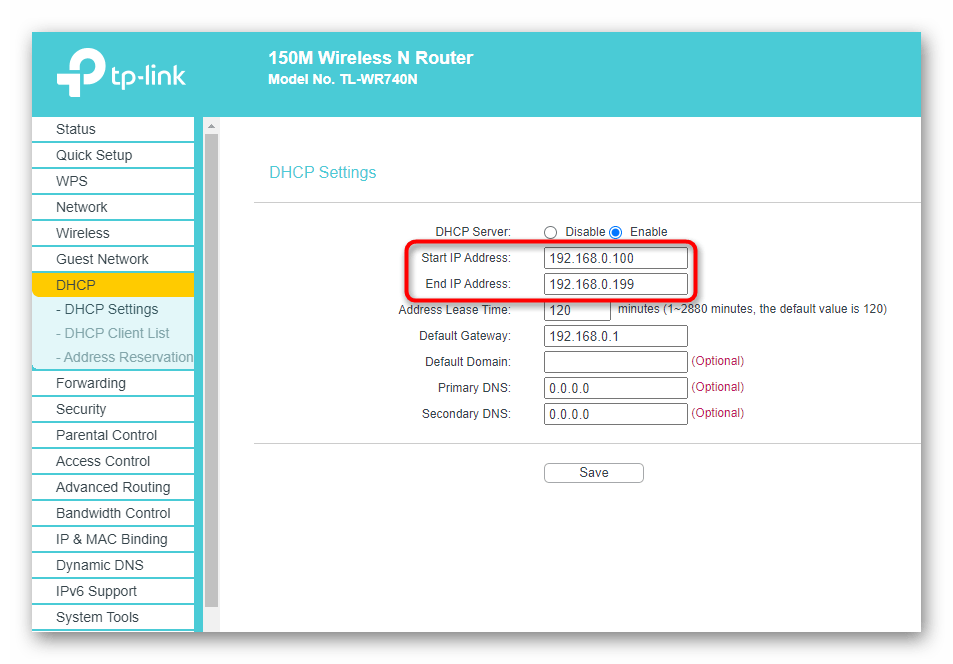 Проверка адресов в роутере для решения проблемы DHCP не включен на сетевом адаптере Ethernet в Windows 10