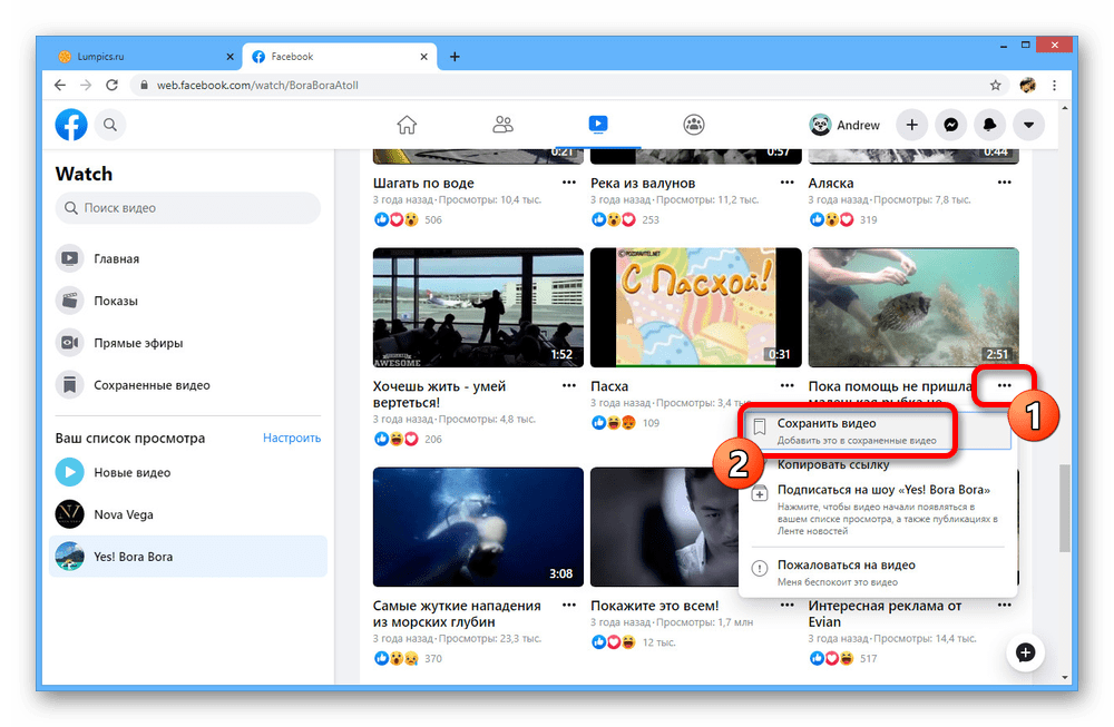 Альтернативный способ сохранения видео на сайте Facebook