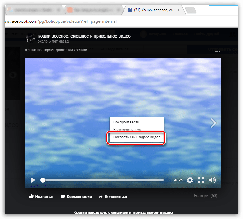 Показ URL-адреса видео из Facebook
