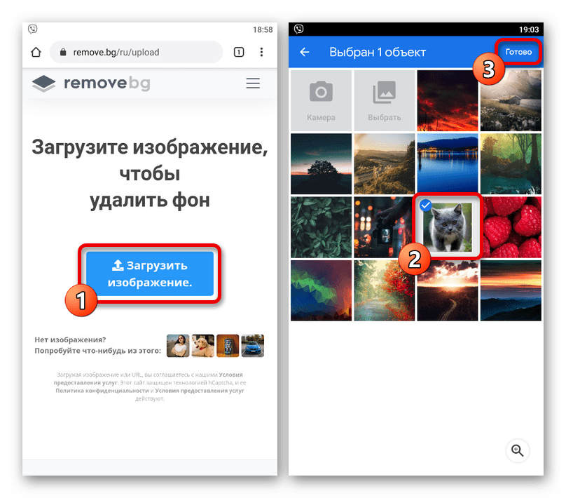 Загрузка изображения для удаления фона на сайте Background Removal