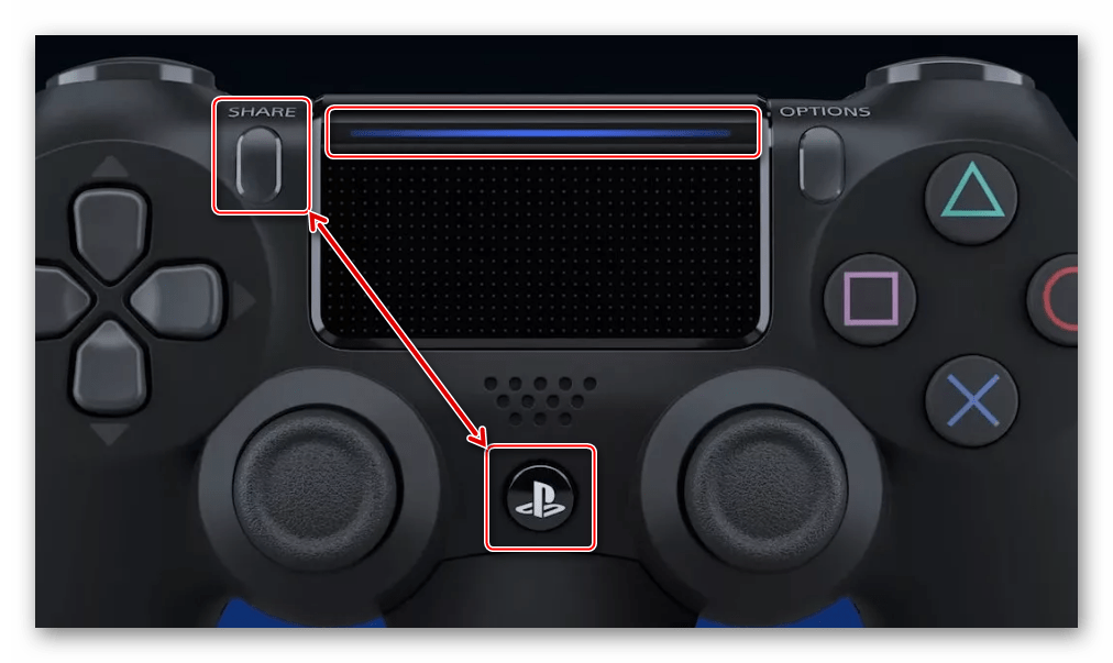 Включение режима беспроводного соединения на Dualshock 4 в Windows 10