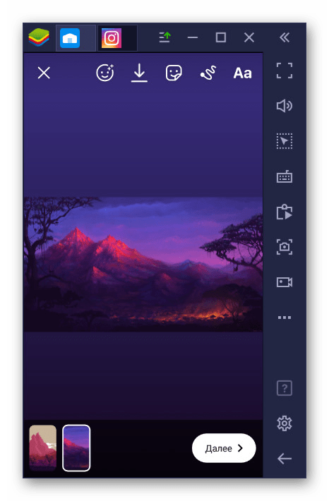 Создание истории в Инстаграм через эмулятор Android на ПК