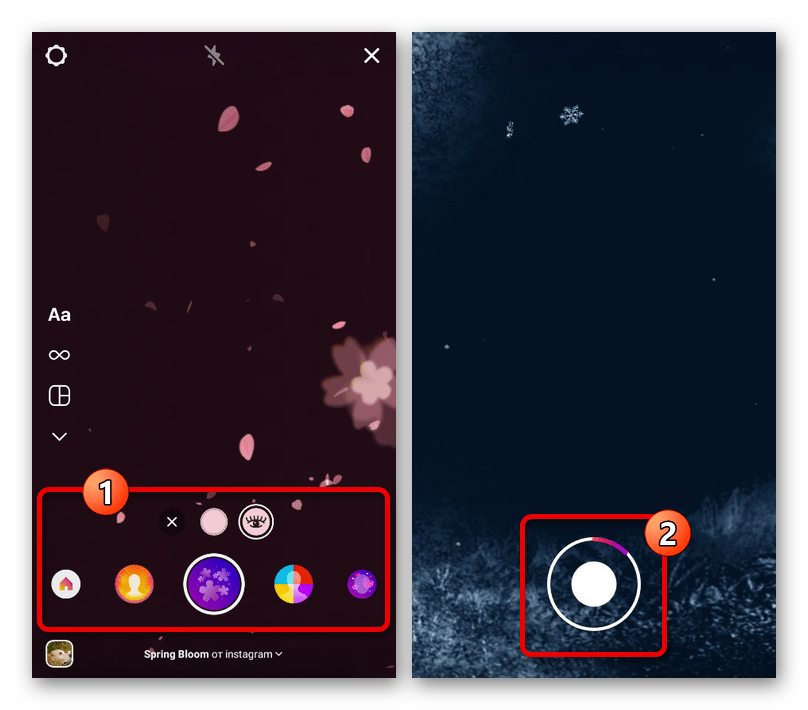 Создание фото и видео в редакторе сторис в приложении Instagram