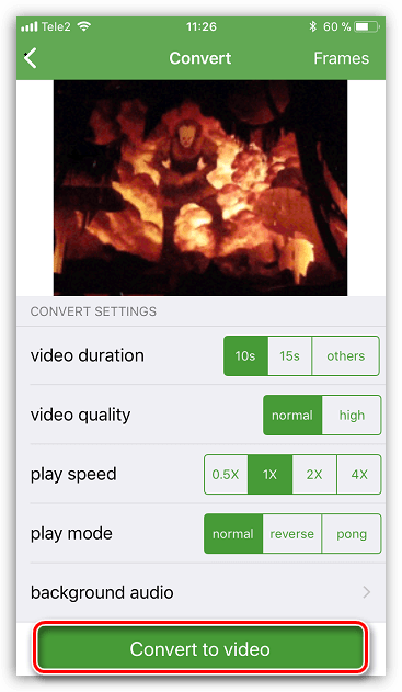 Конвертирование GIF в видео в приложении GIF Maker for Instagram