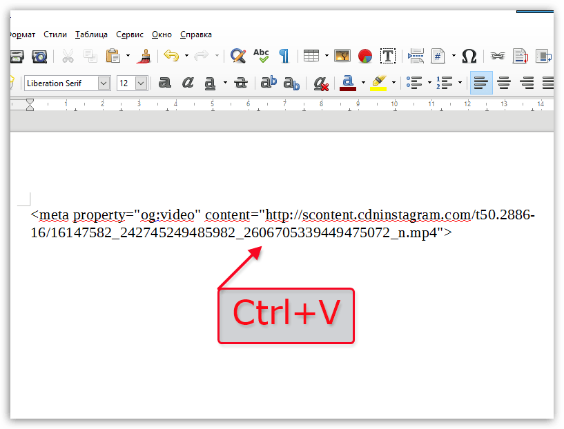 Вставка кода видео в текстовый редактор