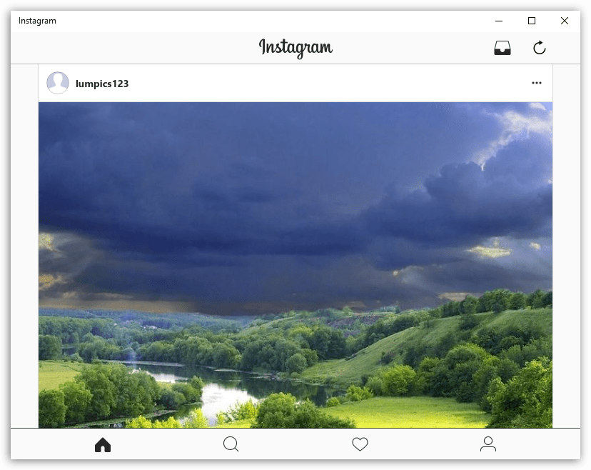Работа приложения Instagram на компьютере