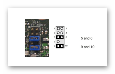 Подключение передней звуковой панели перемычками