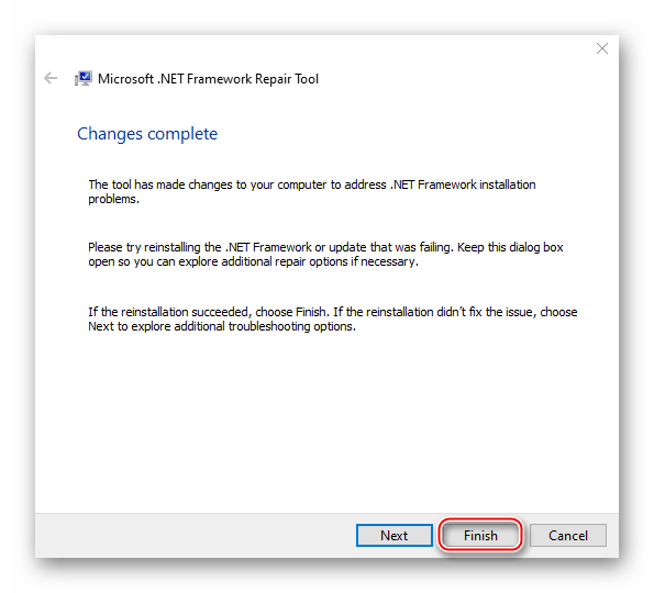 Завершить использование NET Framework Repair Tool для удаления NET Framework с Windows 10