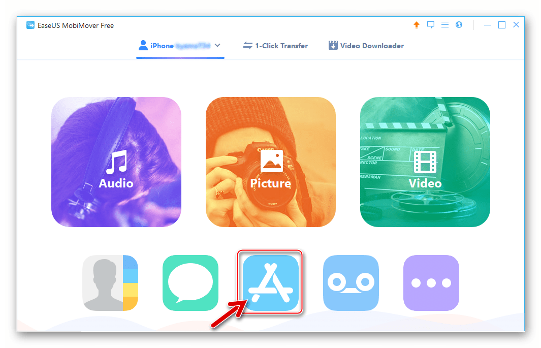 ВКонтакте для iPhone раздел App в EaseUS MobiMover Free для переноса IPA-файла в девайс