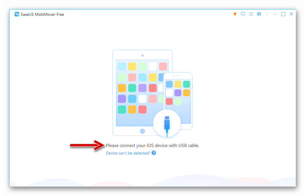 ВКонтакте для iPhone подключение девайса к ПК для установки IPA через EaseUS MobiMover Free