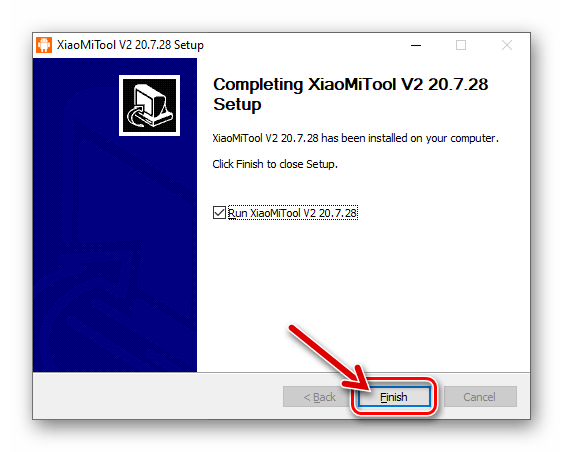 Redmi 6A XiaoMiTool V2 by Francesco Tescari завершение инсталляции программы на комьпютер