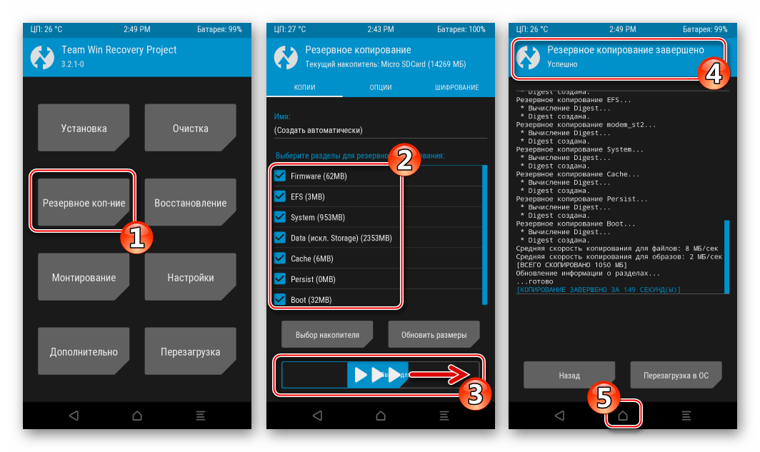 Xiaomi Redmi 2 обязательная резервная копия в TWRP перед установкой кастома