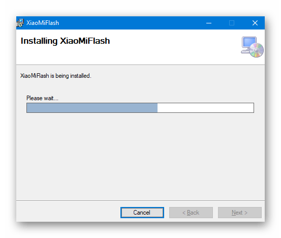 Xiaomi Redmi 2 прогресс инсталляции MiFlash