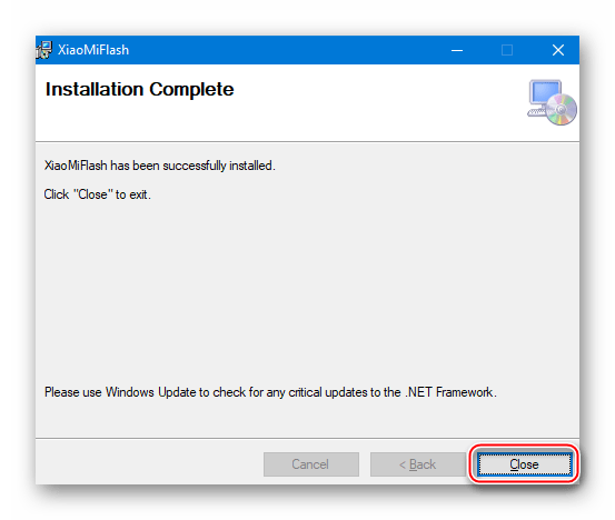 Xiaomi Redmi 2 установка MiFlash завершена