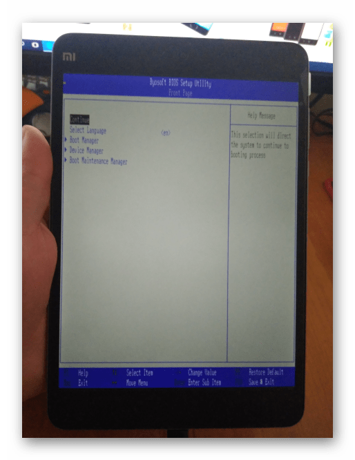 Xiaomi MiPad 2 вход в БИОС планшетного ПК