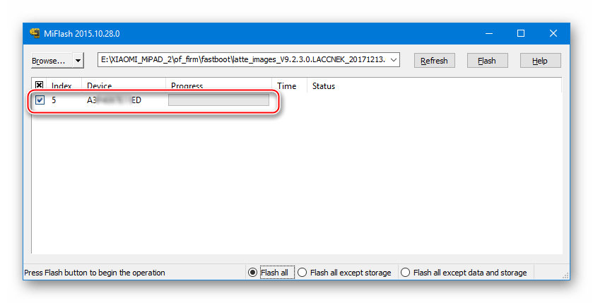 Xiaomi MiPad 2 MiFlash подключение планшета в режиме Fastboot
