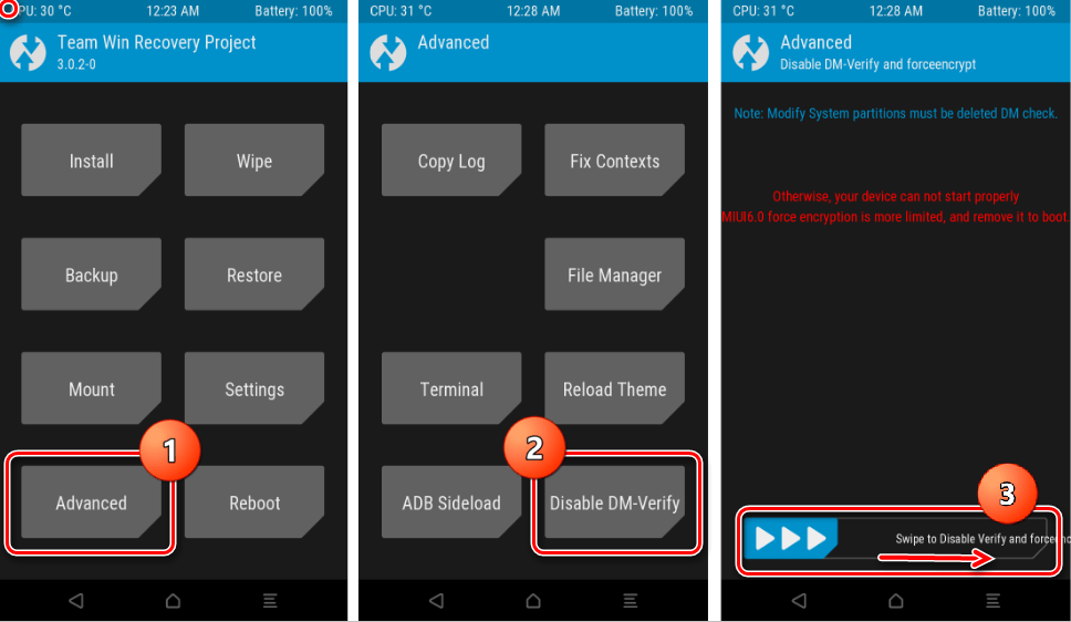 Xiaomi Redmi 3S модификация системного раздела Disable DM-Verify