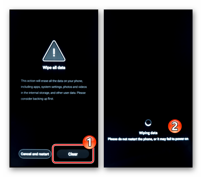 Meizu M5 Note инициация процедуры полного сброса смартфона через рекавери