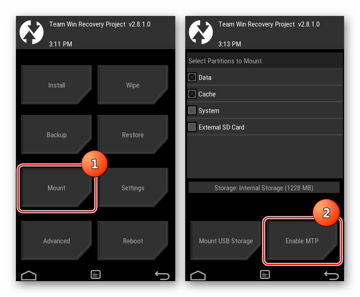 Samsung Wave GT-S8500 TWRP Enable MTP