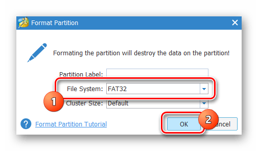 Samsung Wave GT-S8500 MiniTool Partition Wizard форматирование карты в ФАТ32