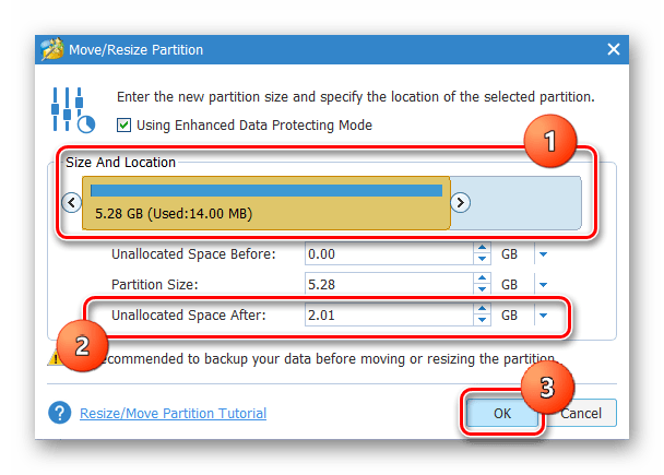 Samsung Wave GT-S8500 MiniTool Partition Wizard создание неразмеченной области