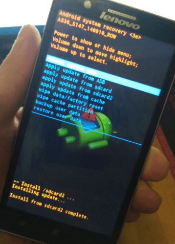 Lenovo A536 заводское рекавери прошивка завершена