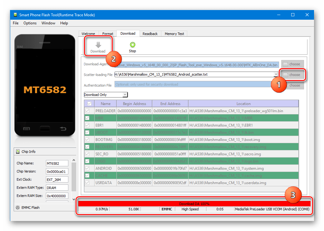 Lenovo A536 прошивка CyanogenMod 13 установка через SP Flash Tool