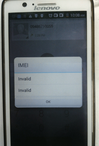 Lenovo A536 неверный IMEI