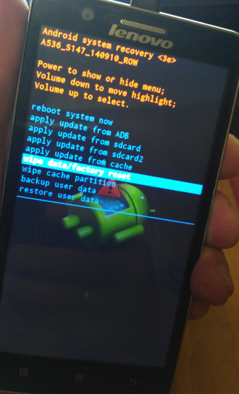 Lenovo A536 заводское рекавери очистка дата и кэш