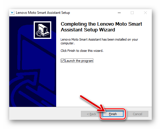 Леново A850 Lenovo Moto Smart Assistant финишное окно инсталлятора средства