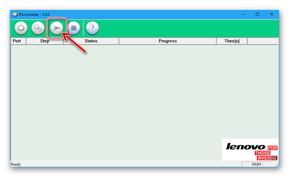 Lenovo A6010 Qcom Downloader начало прошивки - кнопка Start