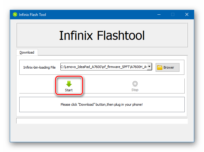 Lenovo IdeaPad A7600 Infinix Flashtool начало прошивки через программуl