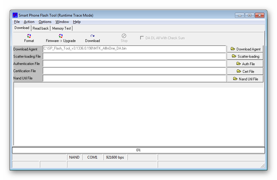 Lenovo IdeaTab A3000-H SP Flash tool Главное окно