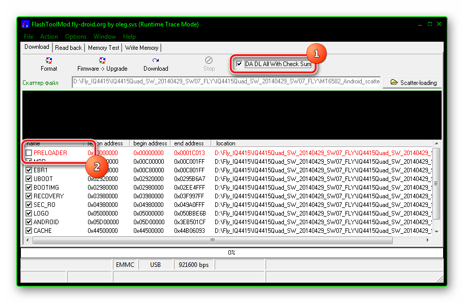 Fly IQ4415 Era Style 3 FlashToolMod DA DL ALL With Checksum Preloader