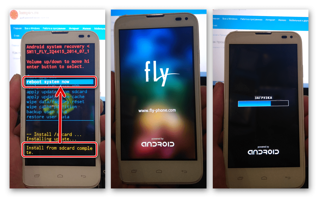 Fly IQ4415 Era Style 3 запуск после прошивки через заводское рекавери