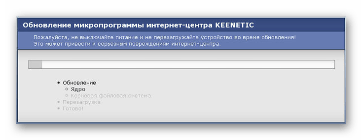 Процесс установки обновлений на Keenetic Lite