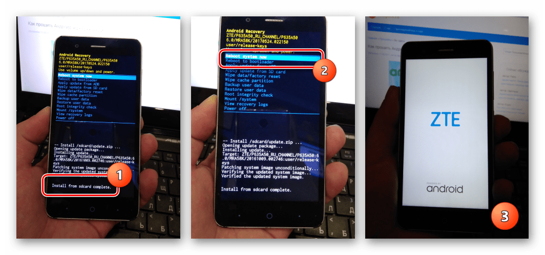 ZTE Blade A510 перезагрузка после прошивки в заводском рекавери