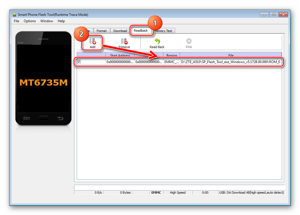 ZTE Blade A510 SP Flash Tool Readback - Add