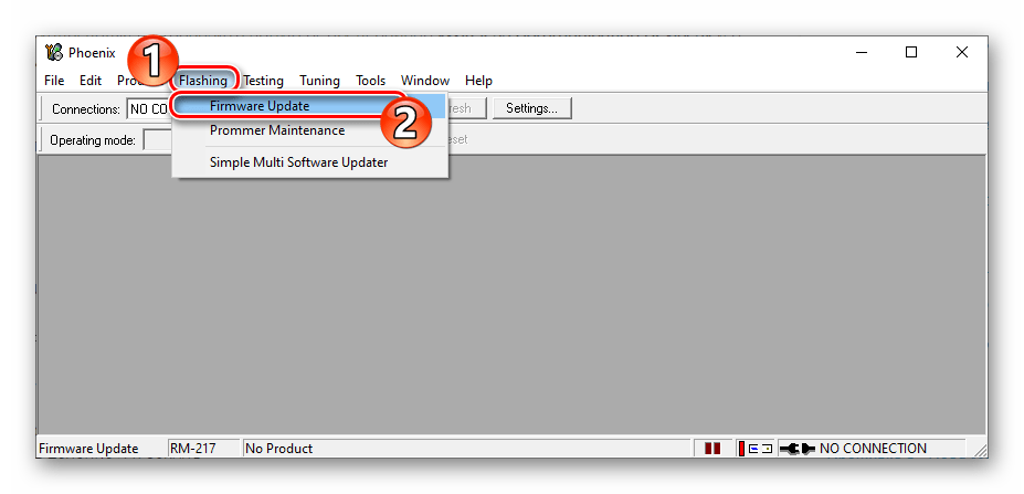 Nokia 6300 RM-217 пункт Firmware Update в меню Flashing программы Phoenix Service Software