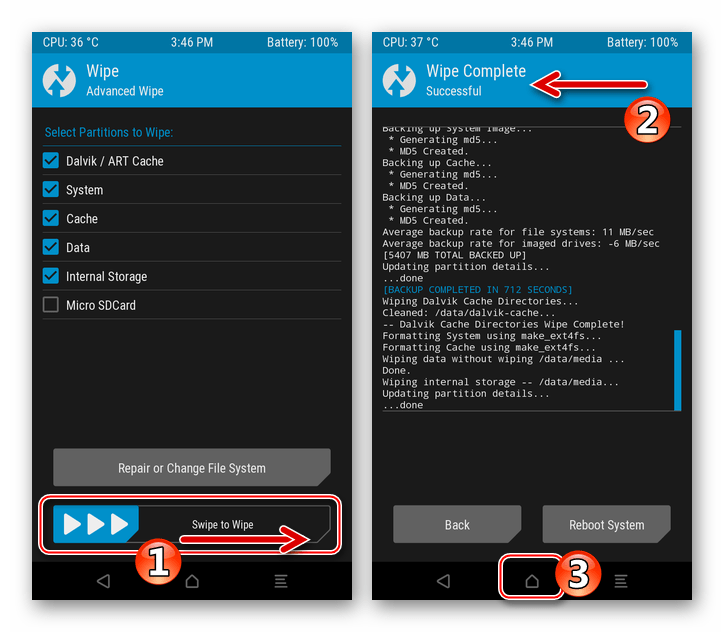 ZTE Blade X3 процесс очистки памяти аппарата (кроме MicroSD) через TWRP перед инсталляцией кастома