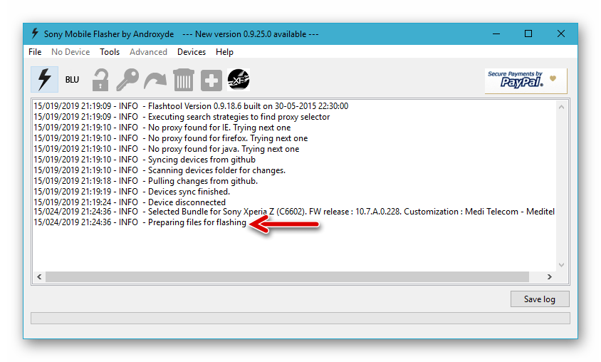 Sony Xperia Z Flashtool подготавливает файлы для прошивки
