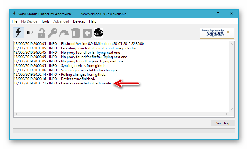 Sony Xperia Z Блокировка загрузчика через Flashtool - подключение девайса к ПК в режиме FLASHMODE
