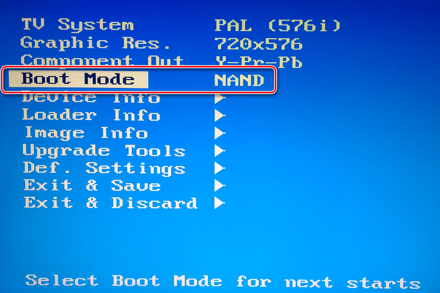 MAG 250 BIOS Bootmode NAND