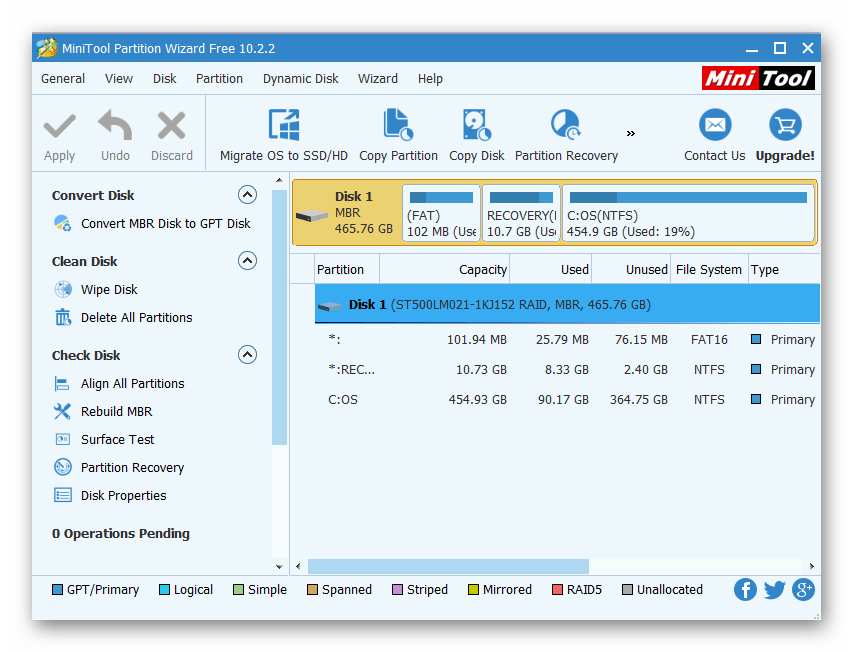 MAG250 подготовка флешки Minitool Partition Wizard