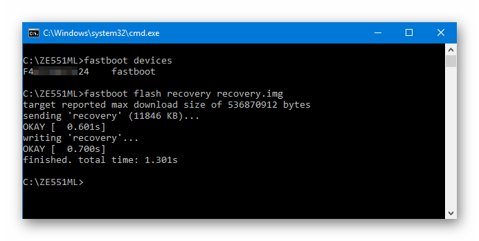 ASUS Zenfone 2 ZE551ML fastboot flash recovery