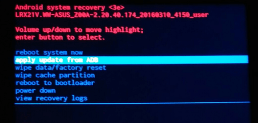 Asus Zenfone2 ZE551ML apply update from adb